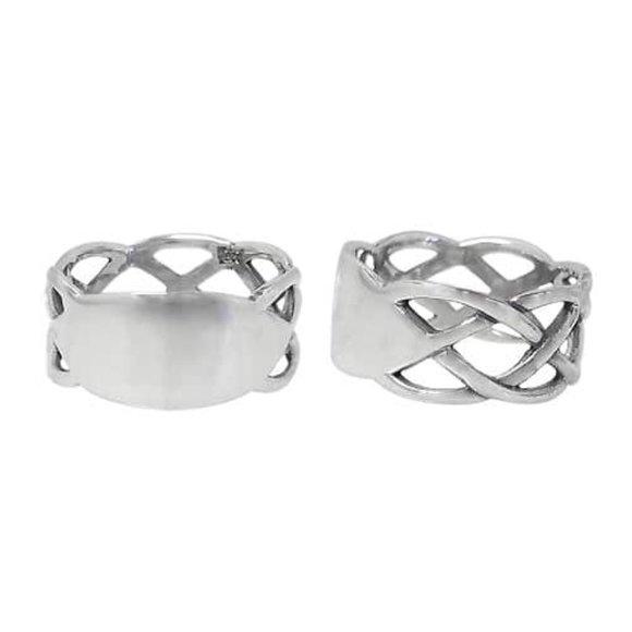 Sterling Silver Woven Signet Ring - Picture 1 of 3